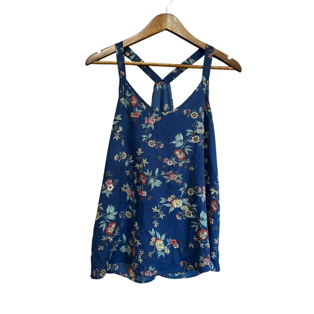 Pink Republic Tank Top Women Medium Blue Excellent Floral Racerback PS84399SPKL